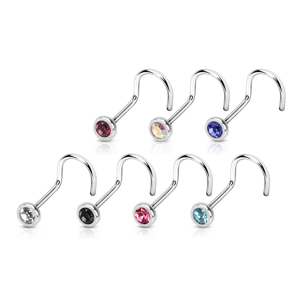 Nose Screw Zirconia Round Silver, 7 pieces - Image 2