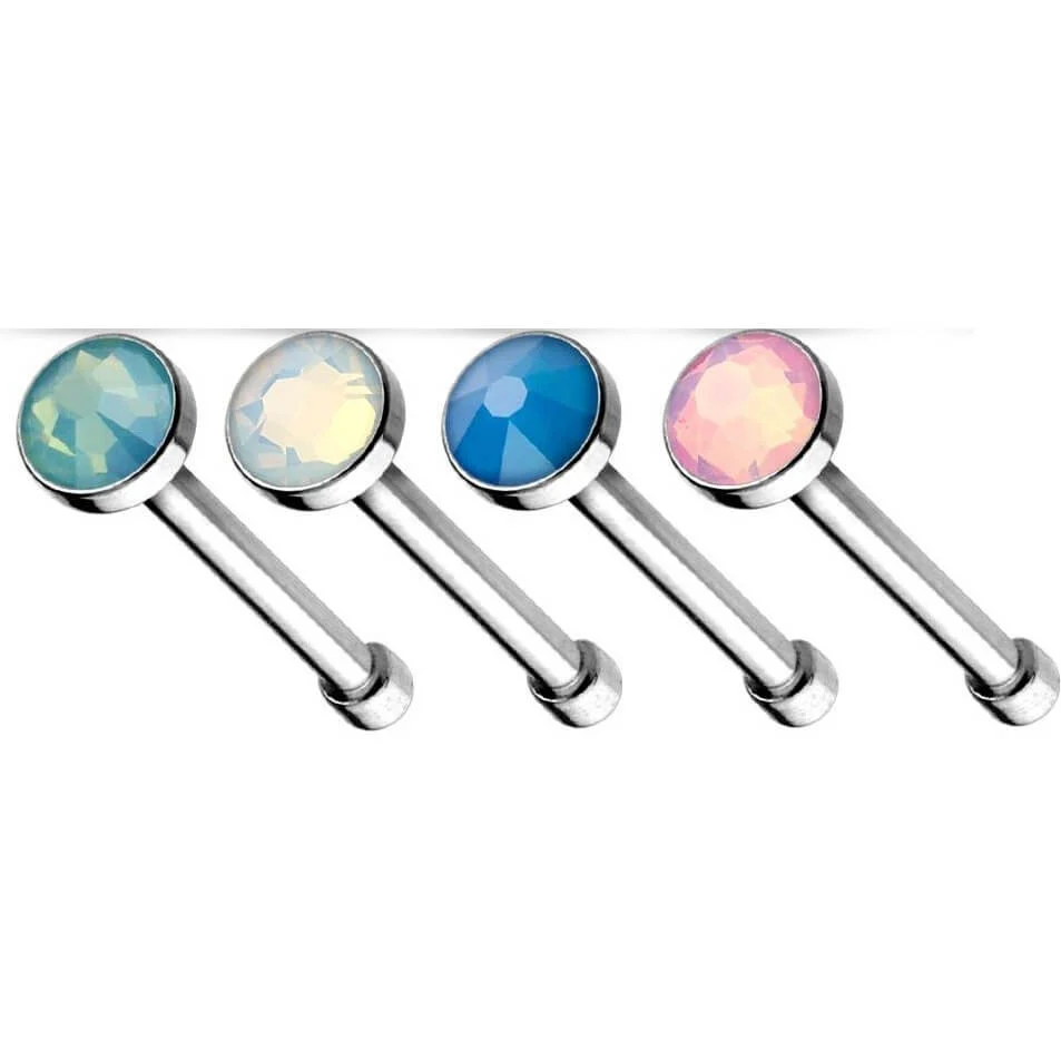 Nose Stud Opal Silver, 4 pieces