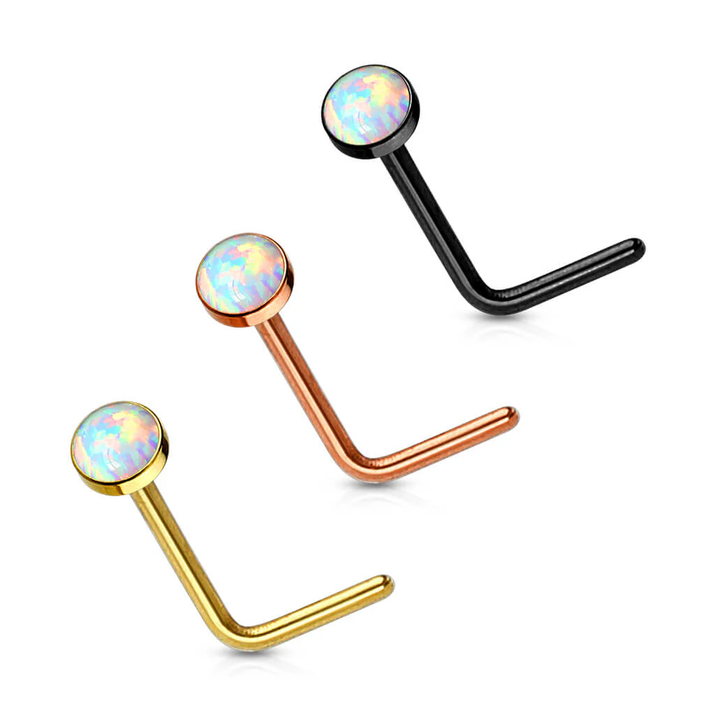Nose L-Shape Opal Round, 3 pieces - Image 2