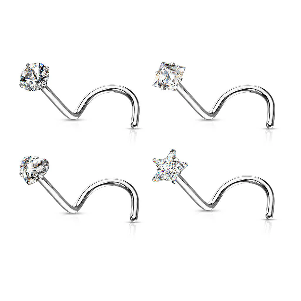 Nose Screw Set Zirconia Silver, 4 pieces - Image 2