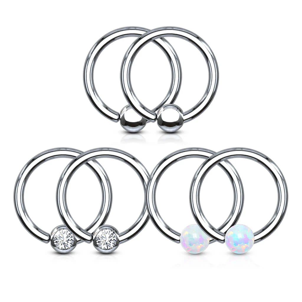 Ring Ball Zirconia Opal Silver Captive Bead, 3 s pairs - Image 2
