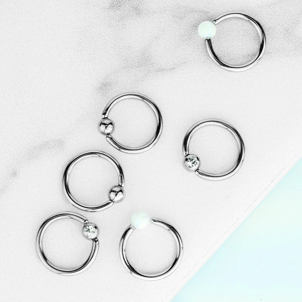 Ring Ball Zirconia Opal Silver Captive Bead, 3 s pairs - Image 4