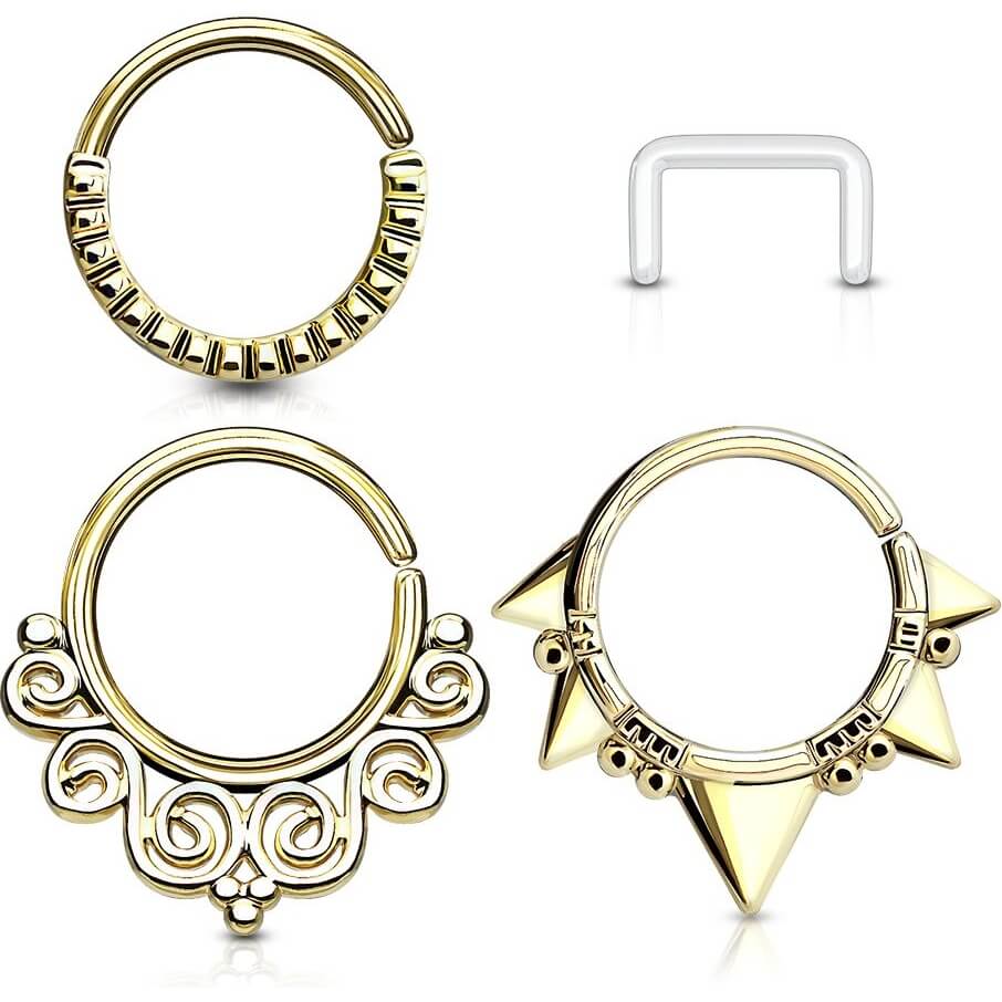 Septum Piercing Set Ring Retainer Bendable, 3 pieces