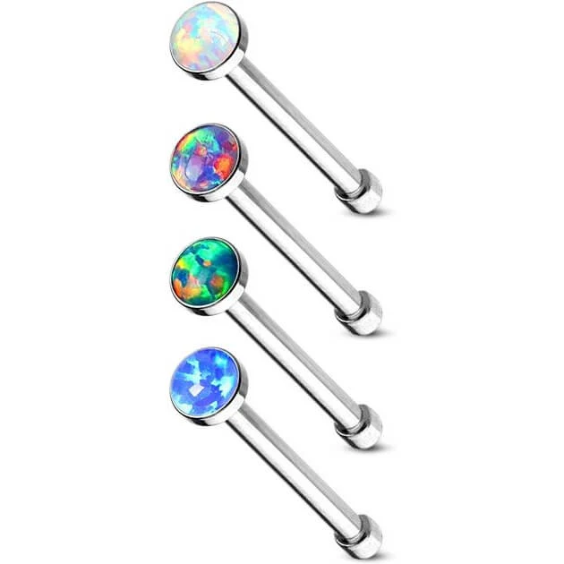 Nose Stud Opal Silver, 4 pieces