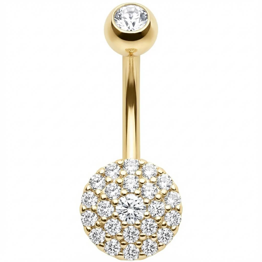 Belly Button Piercing Round Pave Crystal Disc - Image 4