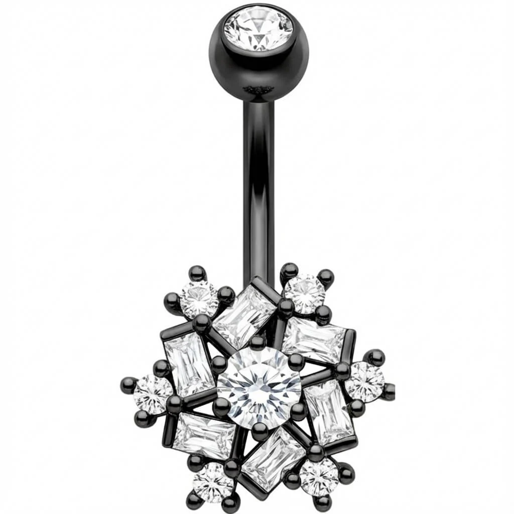 Belly Button Piercing Crystal Snowflake Baguette Cluster - Image 3