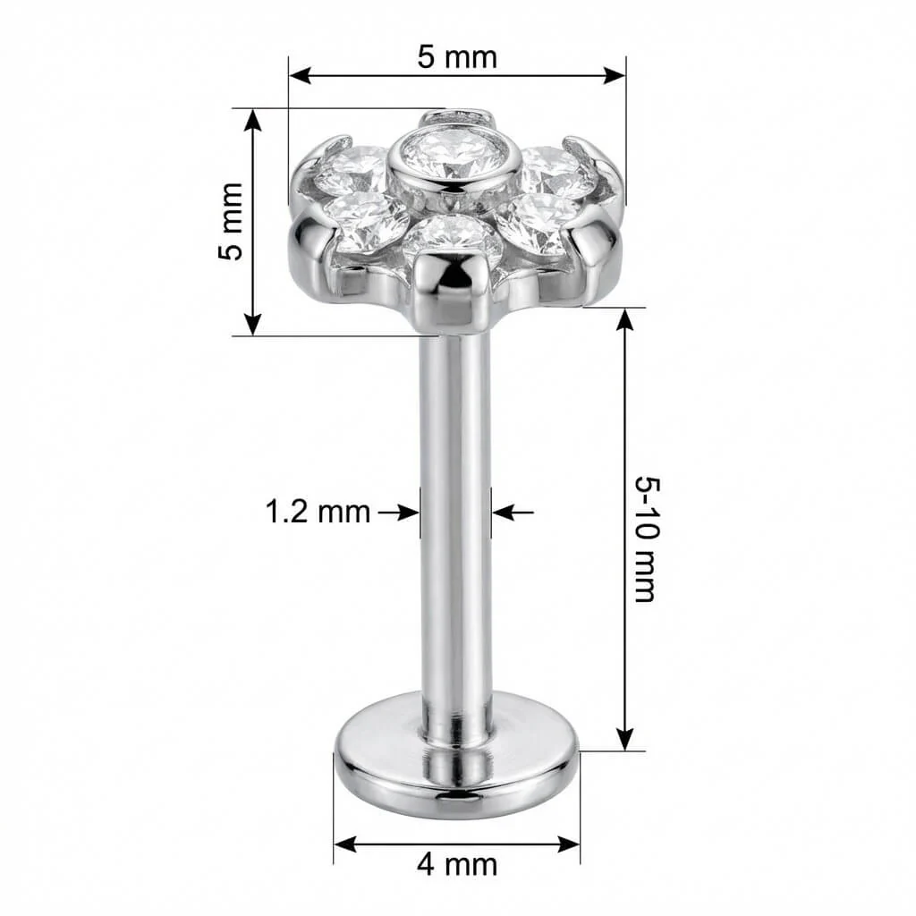 Titanium Labret Crystal Flower Blossom Cluster - Image 2
