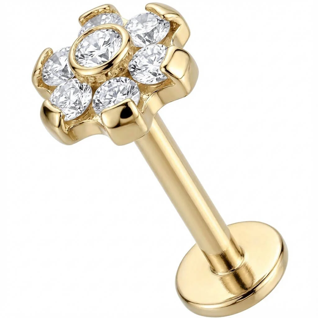 Titanium Labret Crystal Flower Blossom Cluster - Image 3