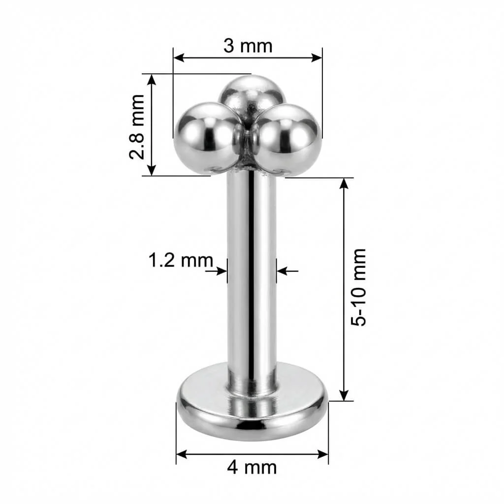 Titanium Labret Trinity Ball Cluster Top Design - Image 2