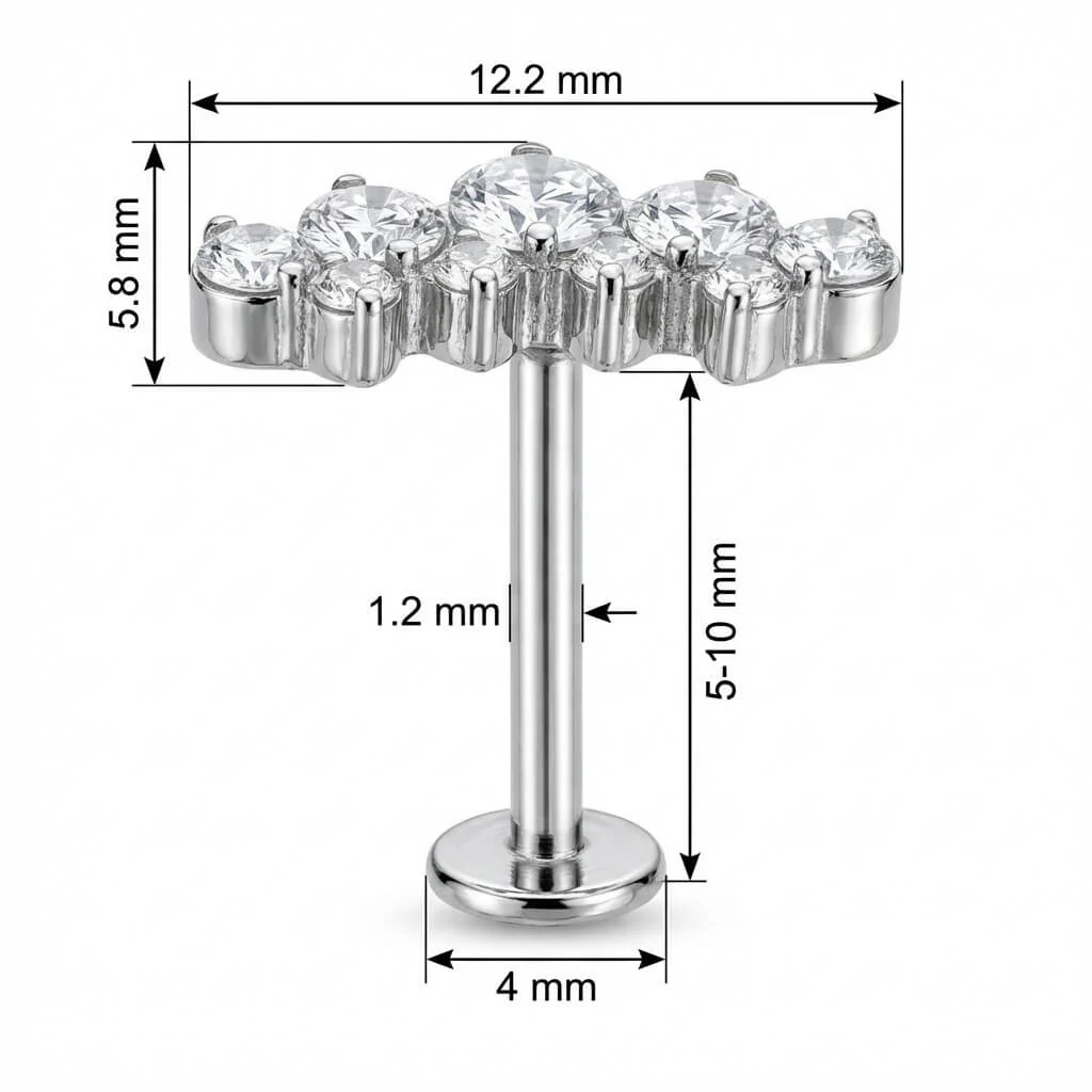 Titanium Labret Graduated Crystal Curve Cluster - Image 2