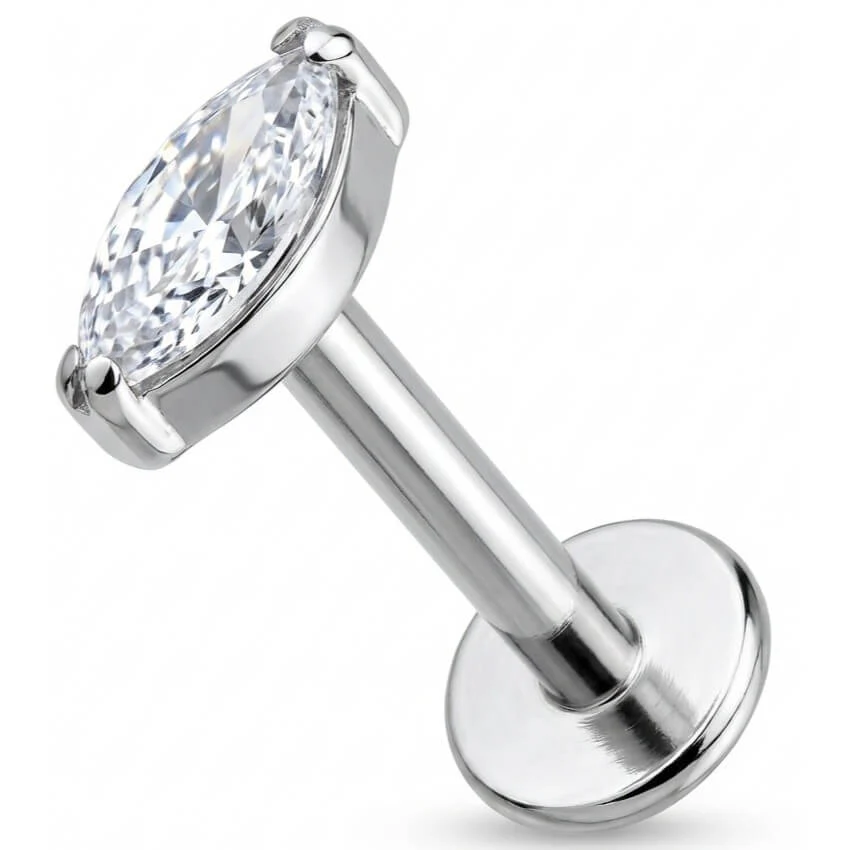 Titanium Labret Marquise Cut Clear Crystal