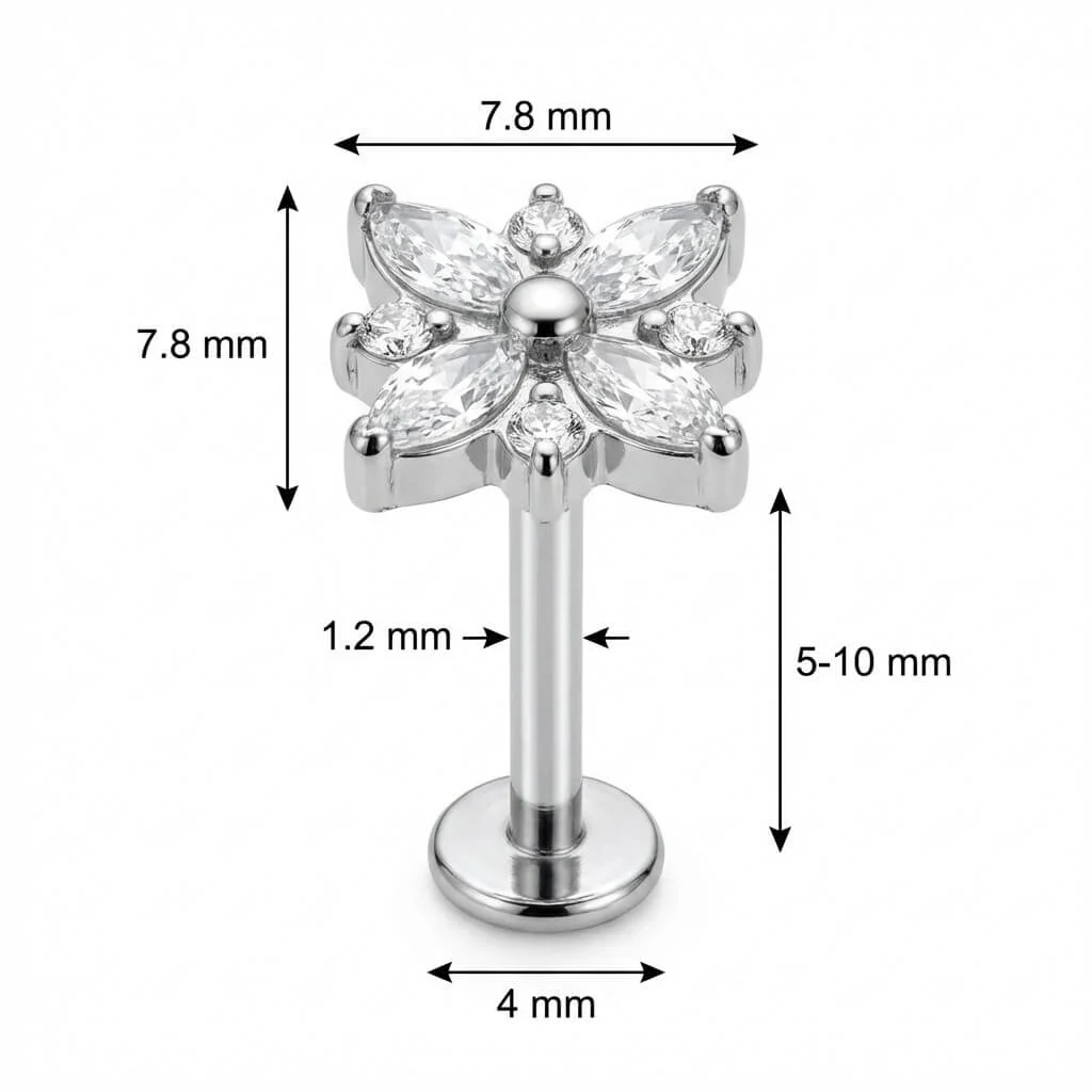 Titanium Labret Marquise Crystal Flower Blossom - Image 2
