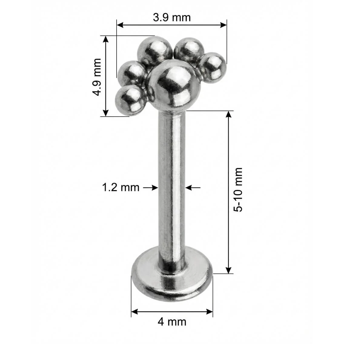 Titanium Labret Beaded Fan Cluster Top - Image 2