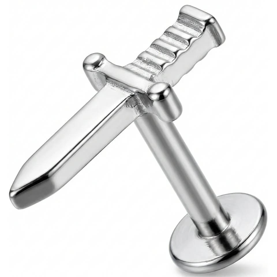Titanium Labret Sharp Dagger Blade Top