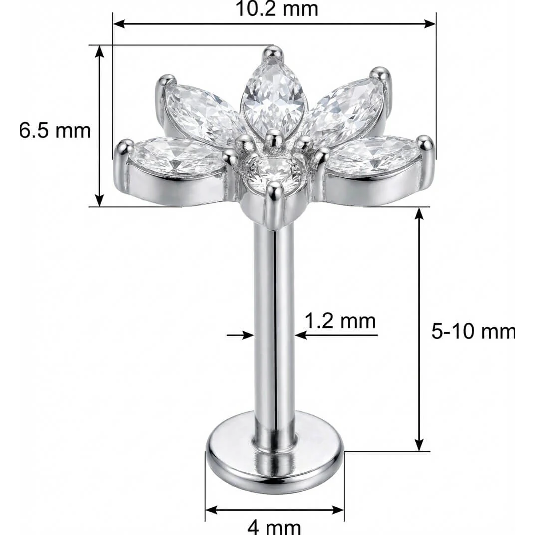 Titanium Labret Marquise Crystal Lotus Fan - Image 2