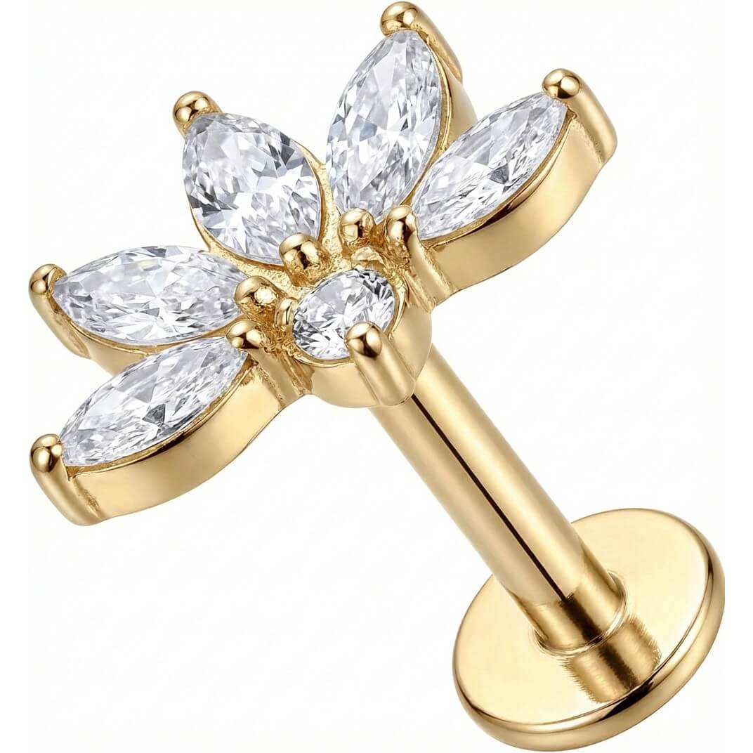 Titanium Labret Marquise Crystal Lotus Fan - Image 3