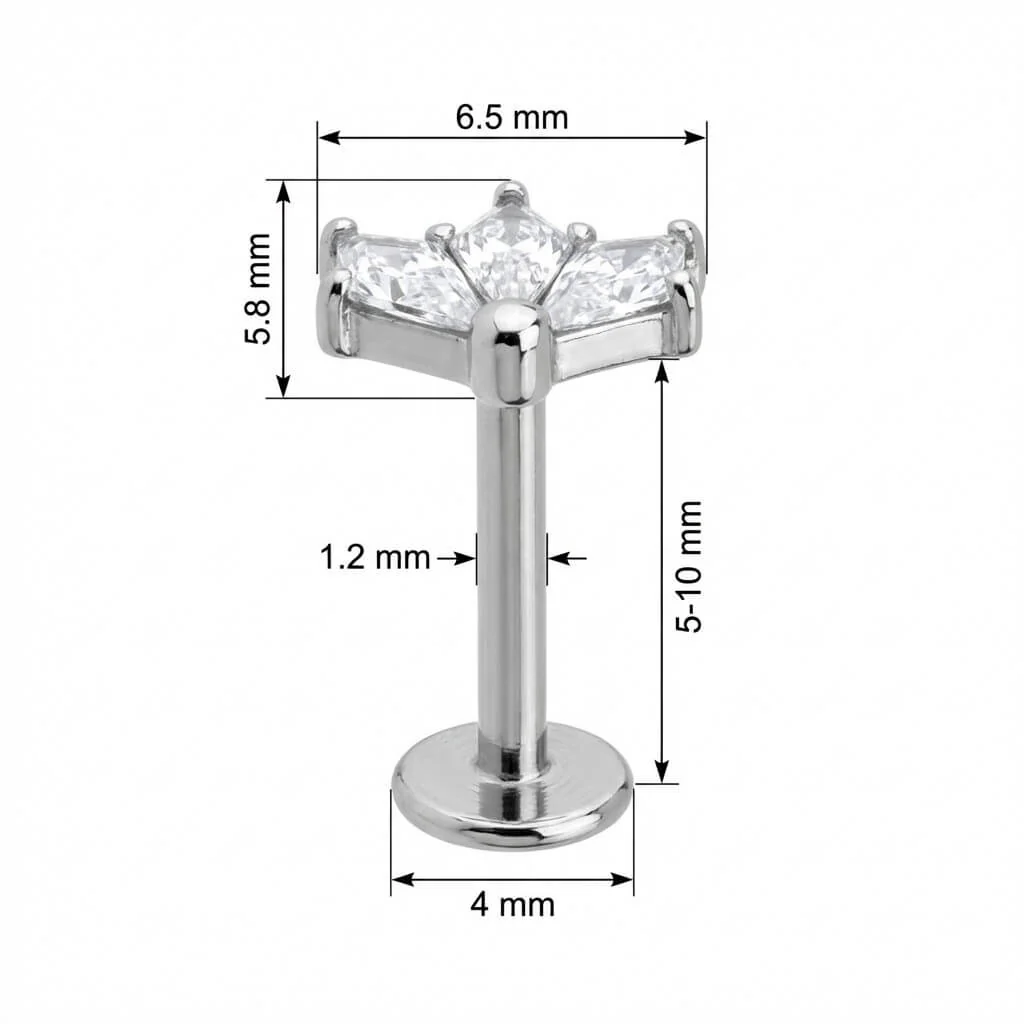 Titanium Labret Triple Crystal Fan Cluster - Image 2