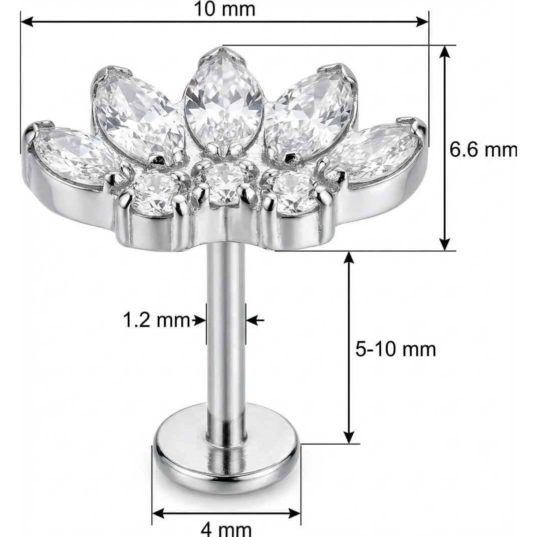 Titanium Labret Marquise Crystal Lotus Fan - Image 2