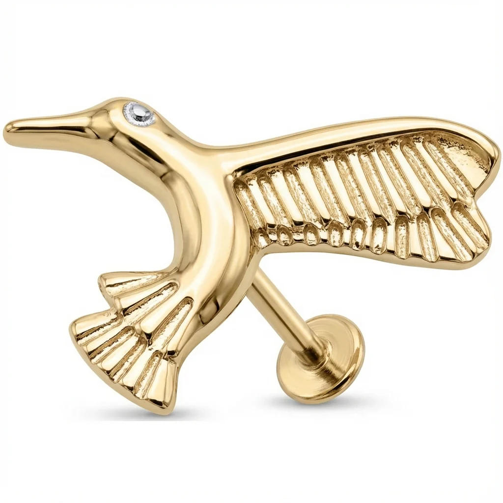 Titanium Labret Flying Hummingbird Bird Figure - Image 3