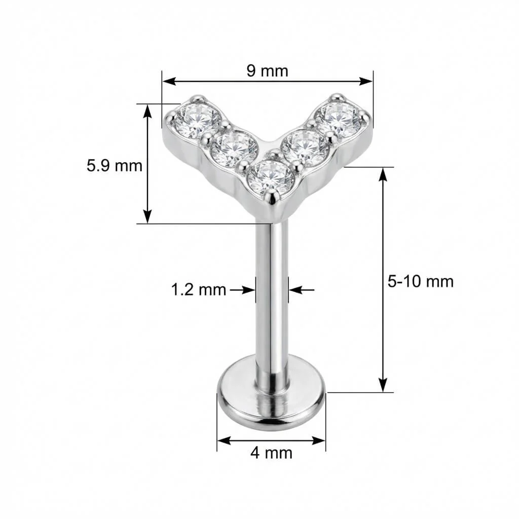Titanium Labret Crystal Paved Lightning Bolt - Image 2