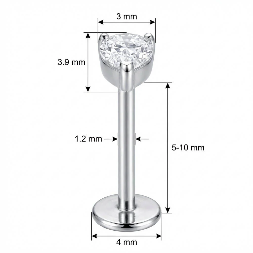 Titanium Labret Clear Pear Shaped Crystal Top - Image 2