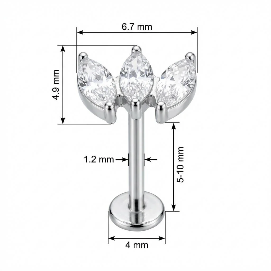 Titanium Labret Triple Marquise Crystal Fan - Image 2