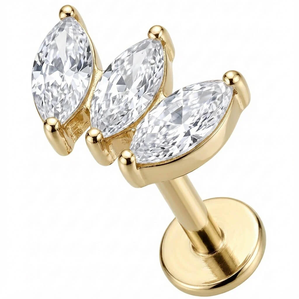 Titanium Labret Triple Marquise Crystal Fan - Image 3