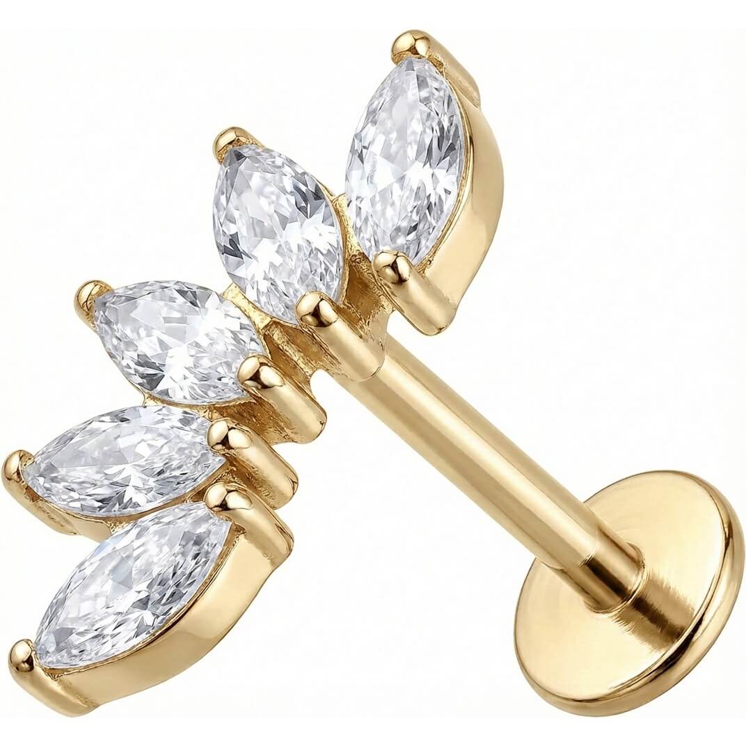 Titanium Labret Five Marquise Crystal Fan Cluster - Image 3