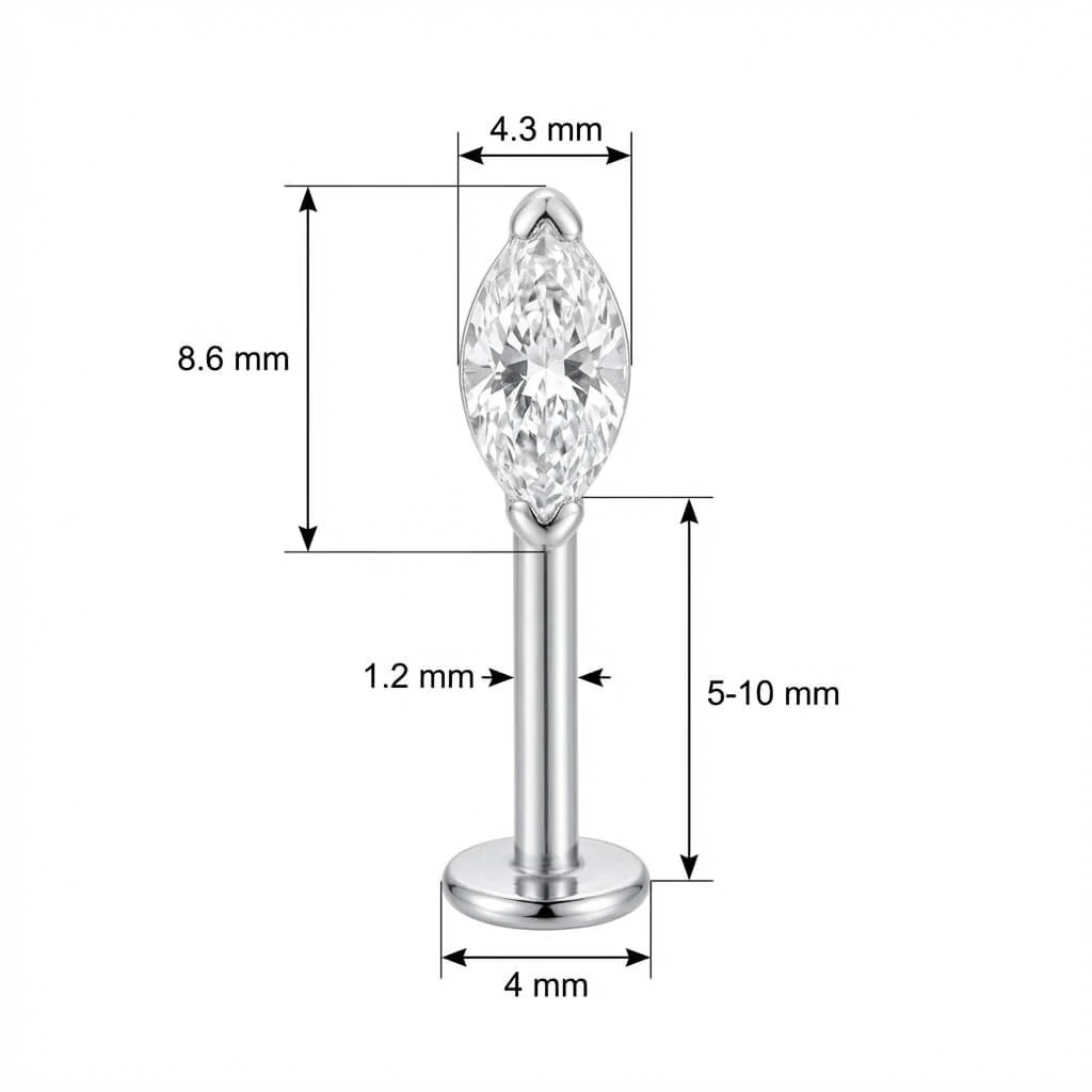 Titanium Labret Triple Marquise Crystal Fan - Image 2
