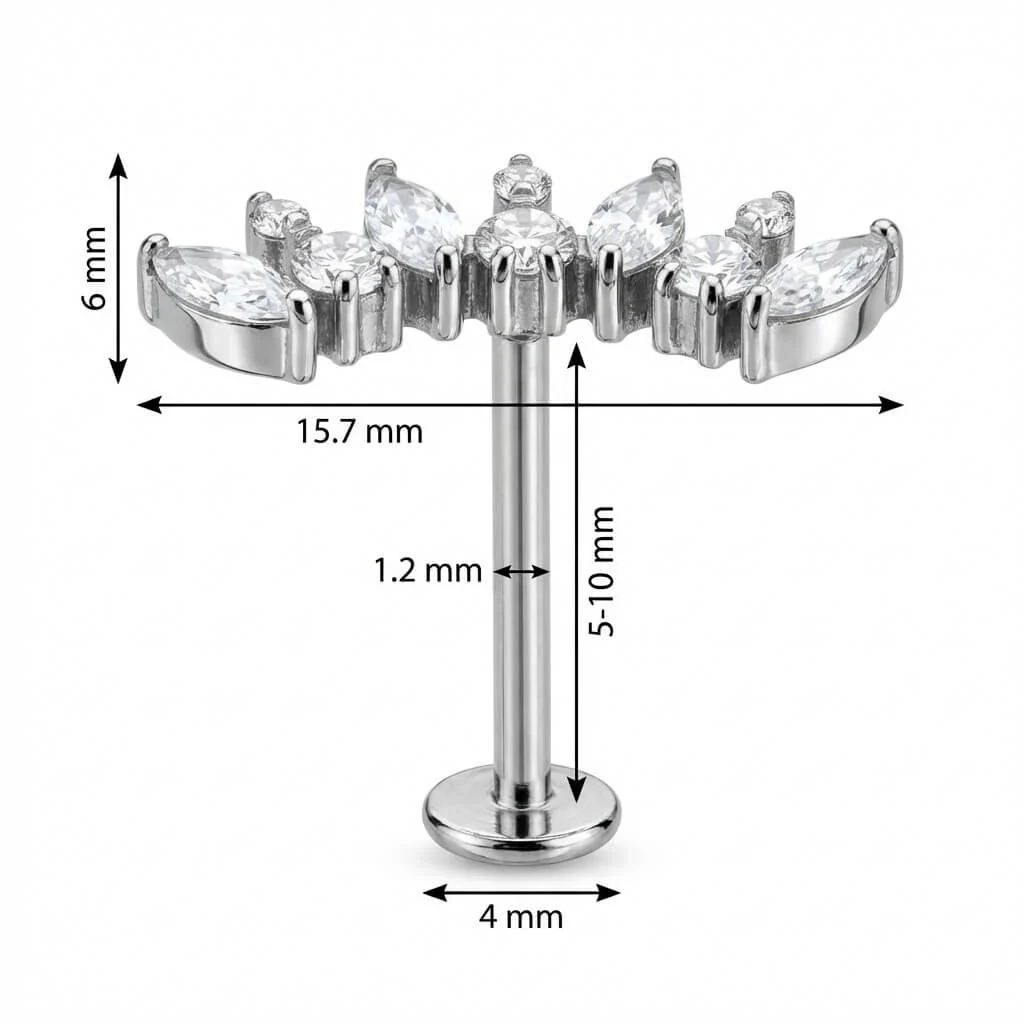 Titanium Labret Crystal Vine Arc Cluster - Image 2