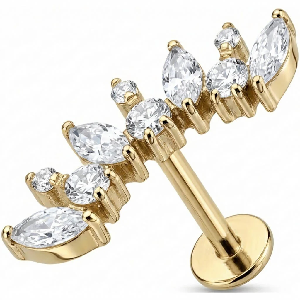 Titanium Labret Crystal Vine Arc Cluster - Image 3