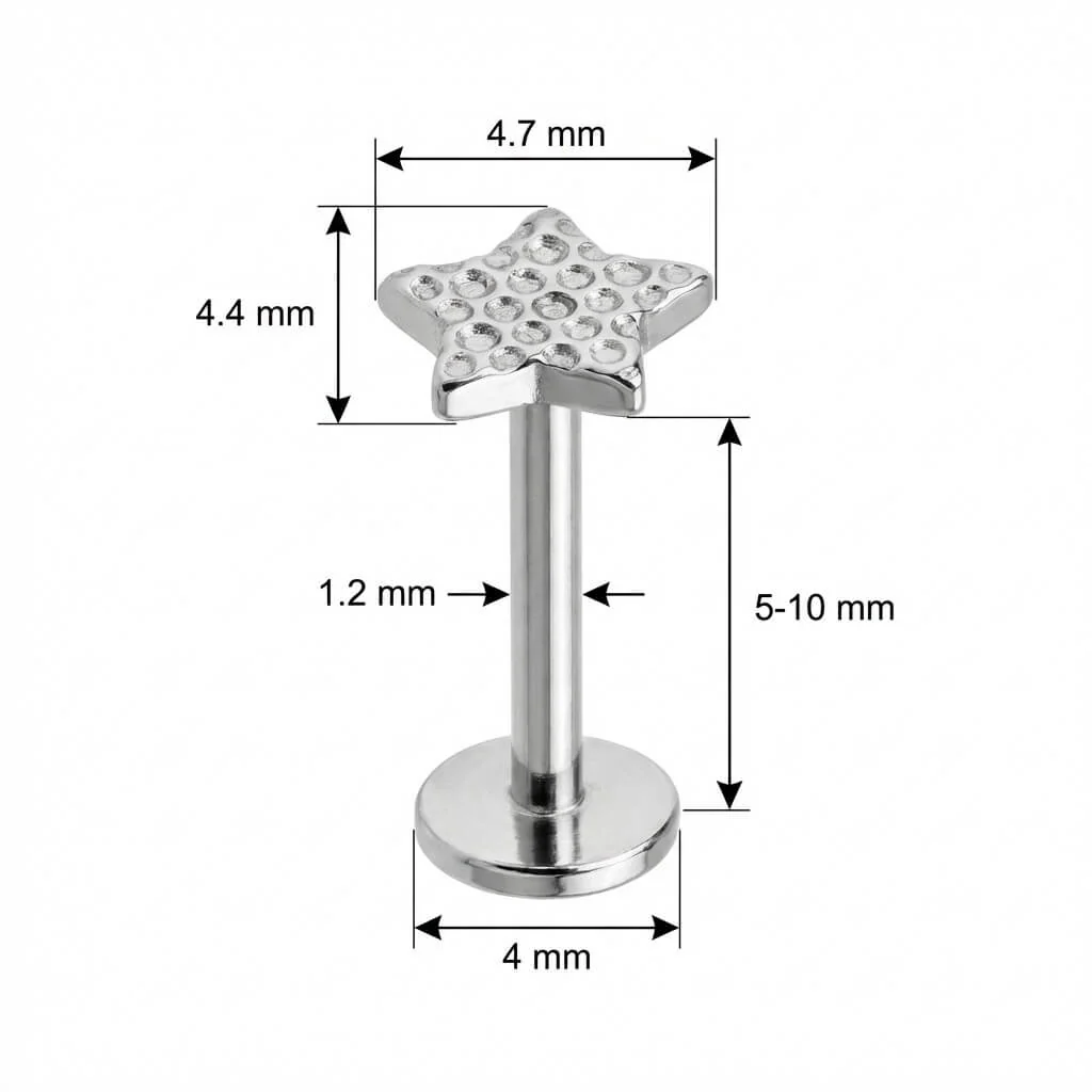 Titanium Labret Textured Hammered Star Top - Image 2