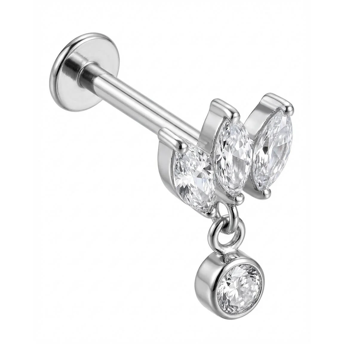 Titanium Labret Marquise Fan With Round Dangle