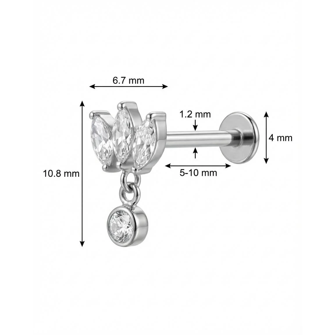 Titanium Labret Marquise Fan With Round Dangle - Image 2