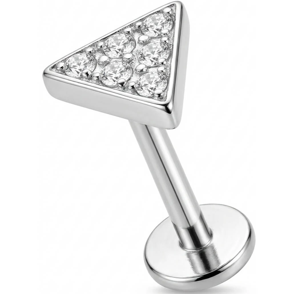 Titanium Labret Crystal Paved Triangle Top