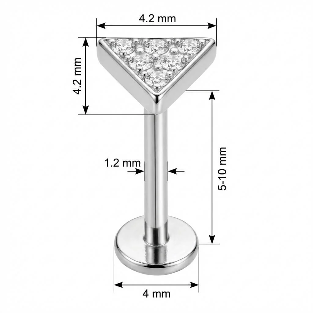 Titanium Labret Crystal Paved Triangle Top - Image 2