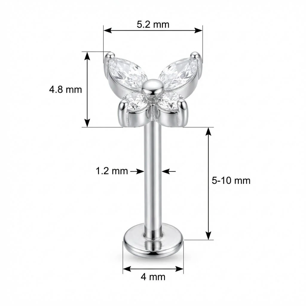 Titanium Labret Marquise Crystal Butterfly - Image 2