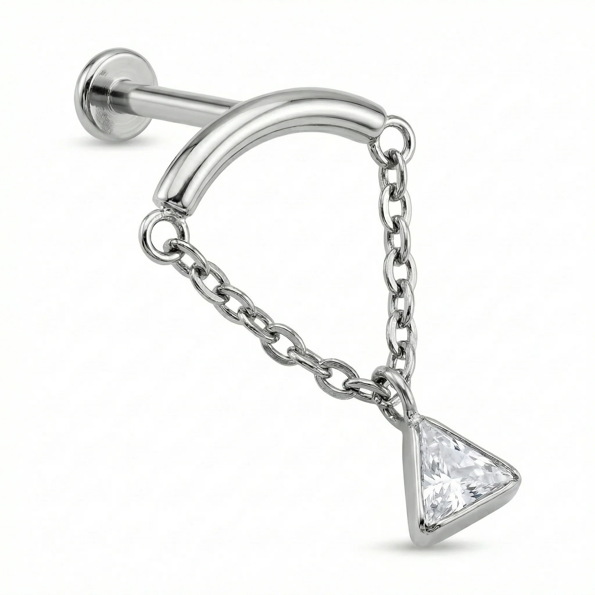 Titanium Labret Curved Bar Draped Chain Marquise