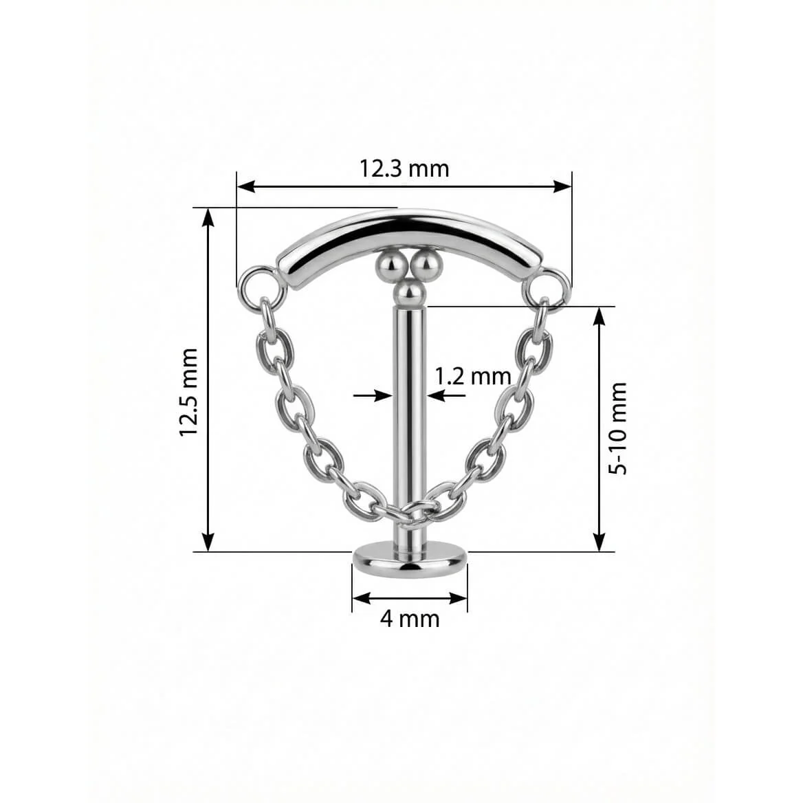 Titanium Labret Curved Bar Draping Chain - Image 2