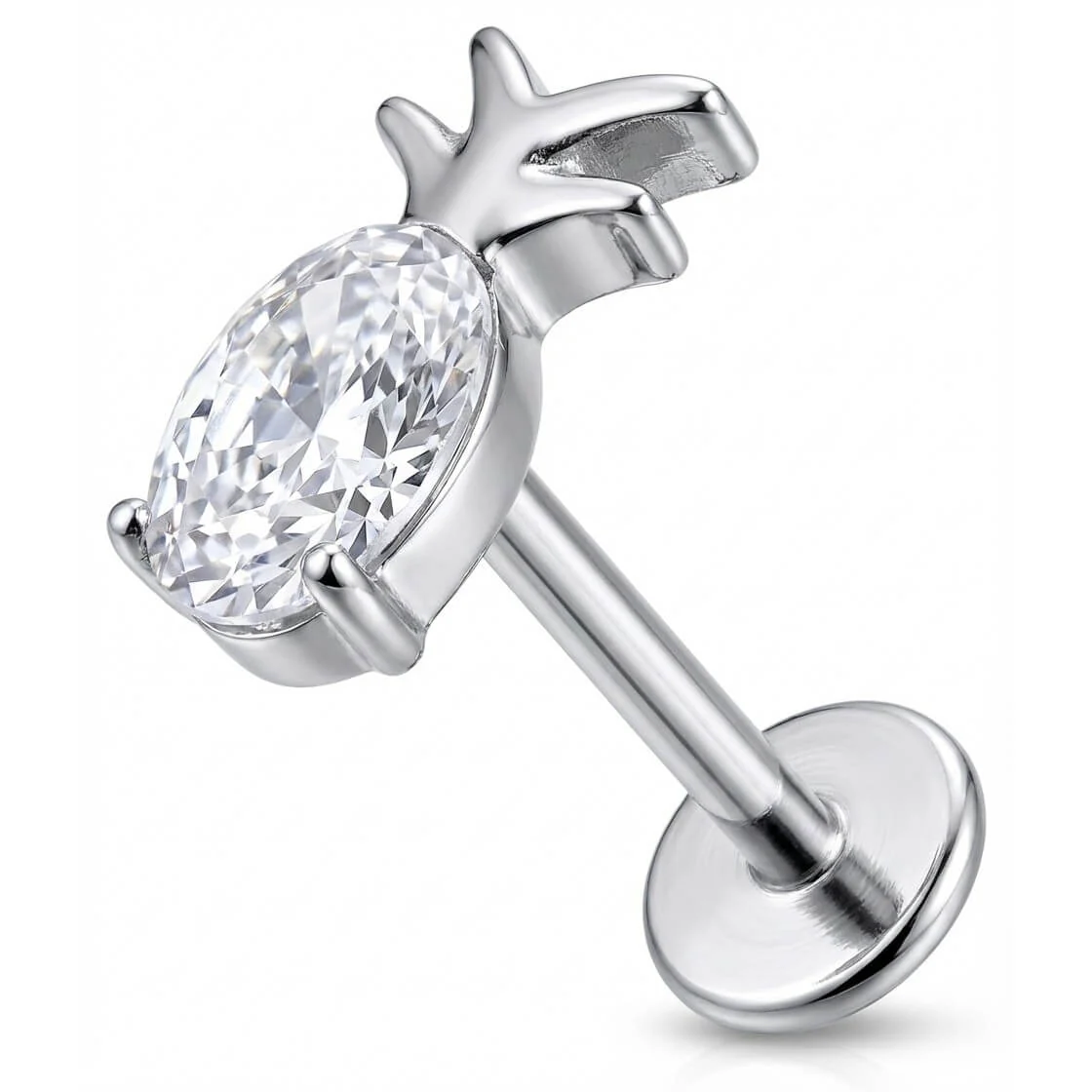 Titanium Labret Crystal Pineapple Fruit Design