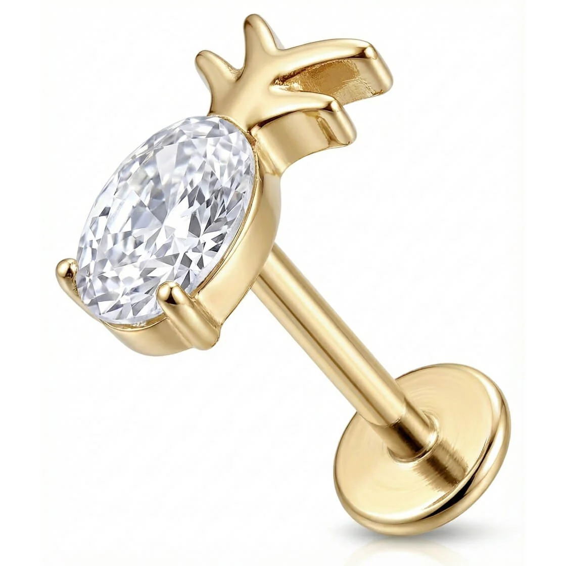 Titanium Labret Crystal Pineapple Fruit Design - Image 3