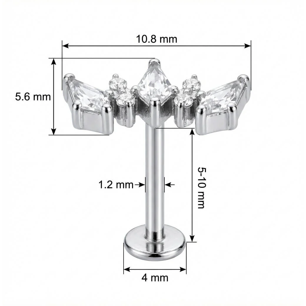 Titanium Labret Triple Kite Crystal Cluster - Image 2