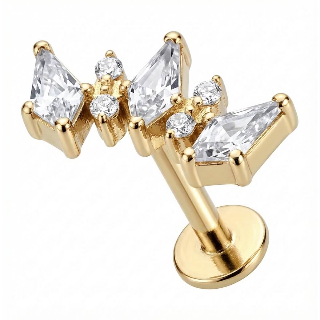 Titanium Labret Triple Kite Crystal Cluster - Image 3