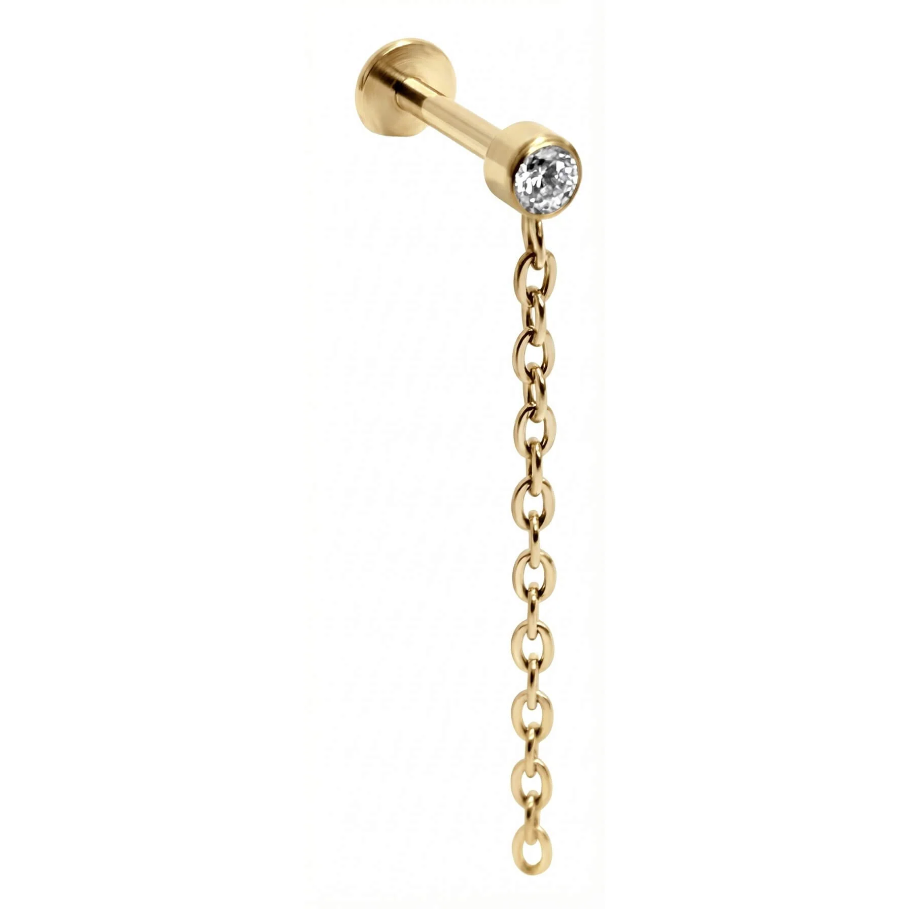 Titanium Labret Bezel Crystal With Dangle Chain - Image 3