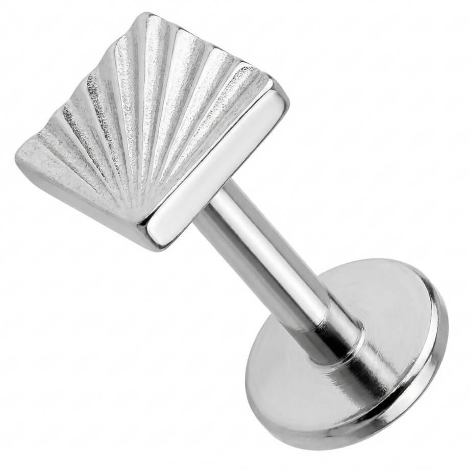 Titanium Labret Textured Fan Shape Design