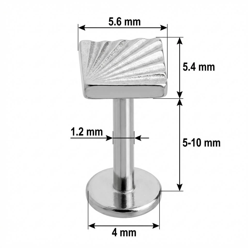 Titanium Labret Textured Fan Shape Design - Image 2