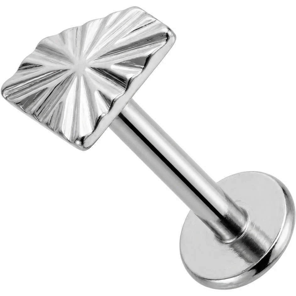 Titanium Labret Rectangular Sunburst Rays