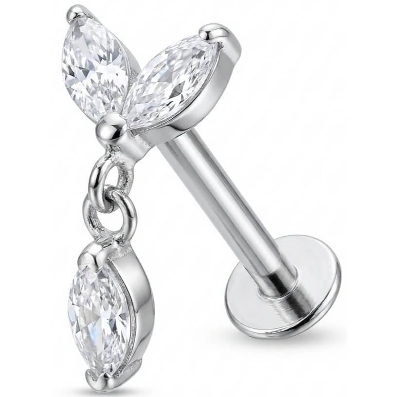 Titanium Labret Marquise Petal Dangle Drop