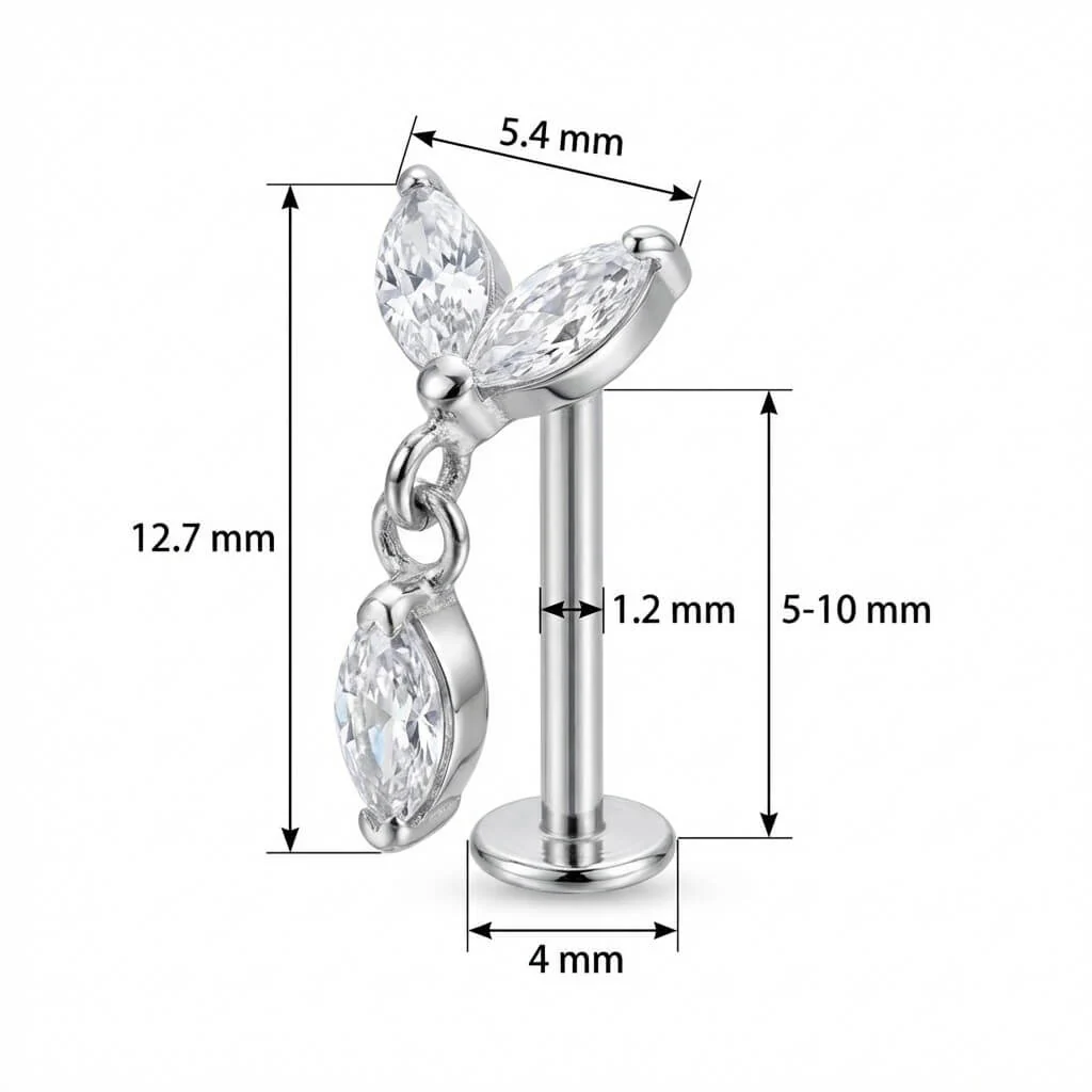 Titanium Labret Marquise Petal Dangle Drop - Image 2