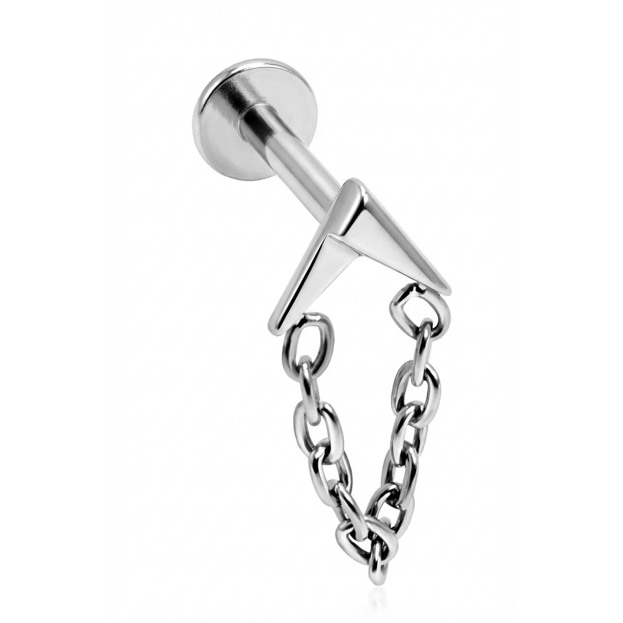Titanium Labret V-Shape With Draped Chain